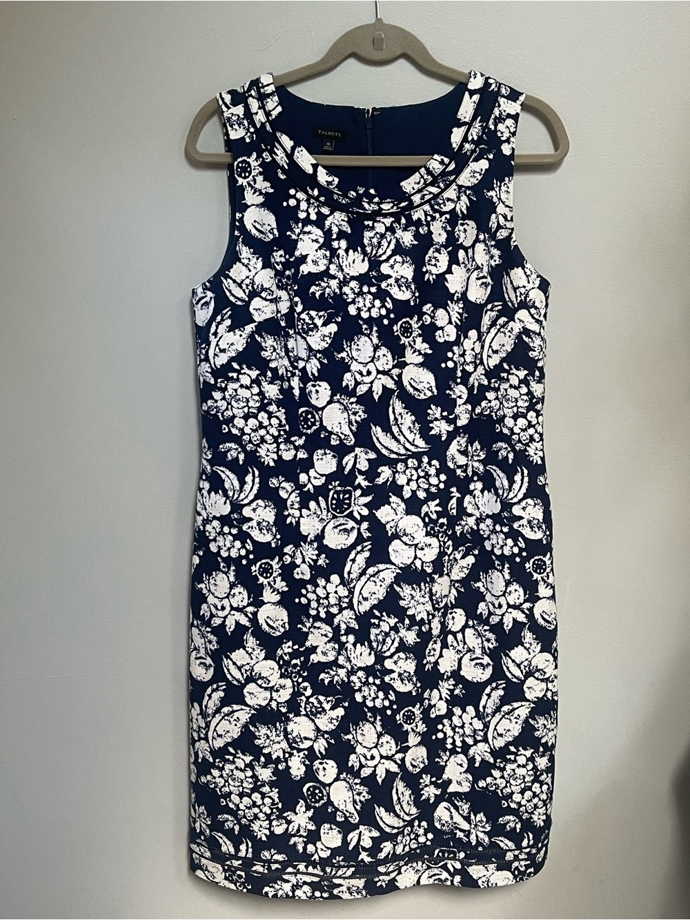 Talbots Navy and White Floral Midi Dress